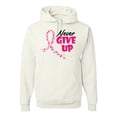 thumbnail image 1 of Wild Bobby, Never Give Up Fight Cancer, Breast Cancer Awareness, Unisex Graphic Hoodie Sweatshirt, White, Large, 1 of 4