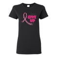 thumbnail image 1 of Wild Bobby, Never Give Up Fight Cancer, Breast Cancer Awareness, Women Graphic Tee, Black, Small, 1 of 4