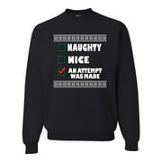 Wild Bobby Nice Naughty an Attempt was Made Xmas Ugly Christmas Sweater Unisex Crewneck Graphic Sweatshirt, Black, Small