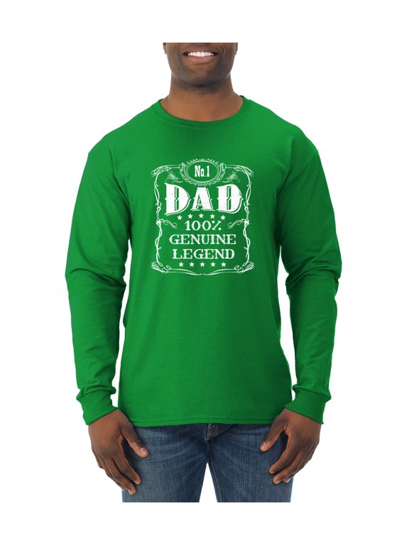 , No. 1 Dad Genuine Legend Father's Day Mens Long Sleeve Shirt, Kelly, Small