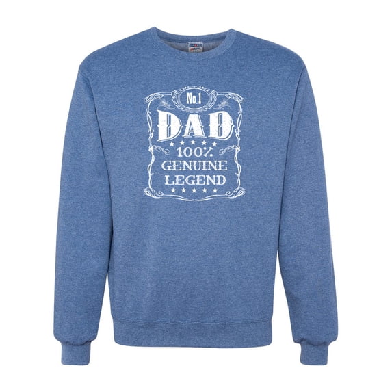 Wild Bobby, No. 1 Dad Genuine Legend Father's Day Unisex Crewneck Sweatshirt, Vintage Heather Blue, 3X-Large