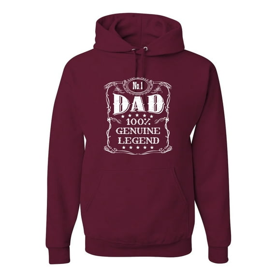 Wild Bobby, No. 1 Dad Genuine Legend Father's Day Unisex Hoodie Sweatshirt, Maroon, Small