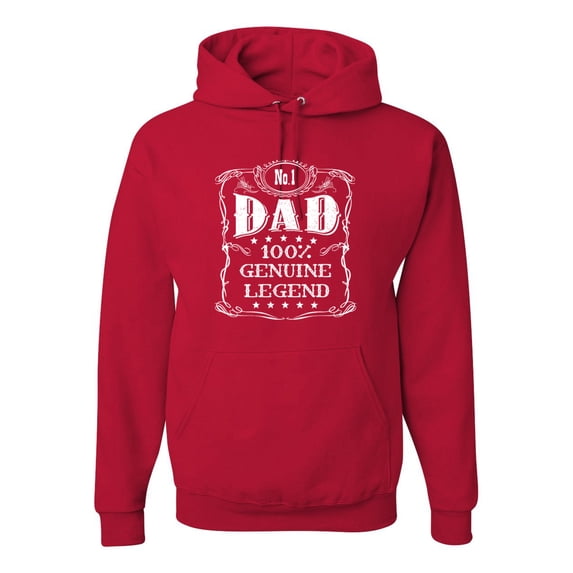 Wild Bobby, No. 1 Dad Genuine Legend Father's Day Unisex Hoodie Sweatshirt, Red, X-Large
