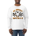 thumbnail image 1 of Wild Bobby No Diggity Boutta Bag it Up Ghost Bats Stars Pumpkin Halloween Orange and Black Halloween Men Long Sleeve Shirt, White, Large, 1 of 6