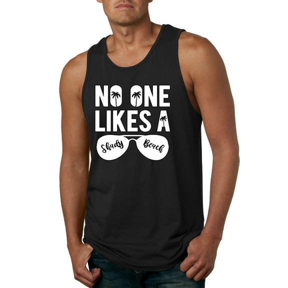 Wild Bobby, No One Likes A Shady Beach, Fashion, Men Graphic Tank Top, Black, Small