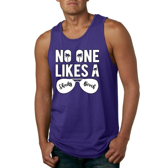 Wild Bobby, No One Likes A Shady Beach, Fashion, Men Graphic Tank Top, Purple, Medium