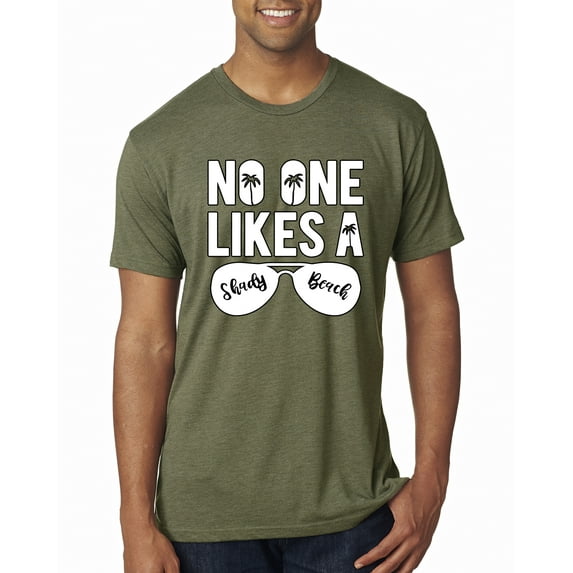Wild Bobby, No One Likes A Shady Beach, Fashion, Men Premium Tri Blend Tee, Military Green, X-Large