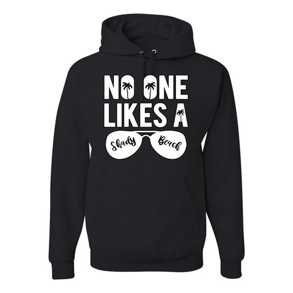 Wild Bobby, No One Likes A Shady Beach, Fashion, Unisex Graphic Hoodie Sweatshirt, Black, XX-Large