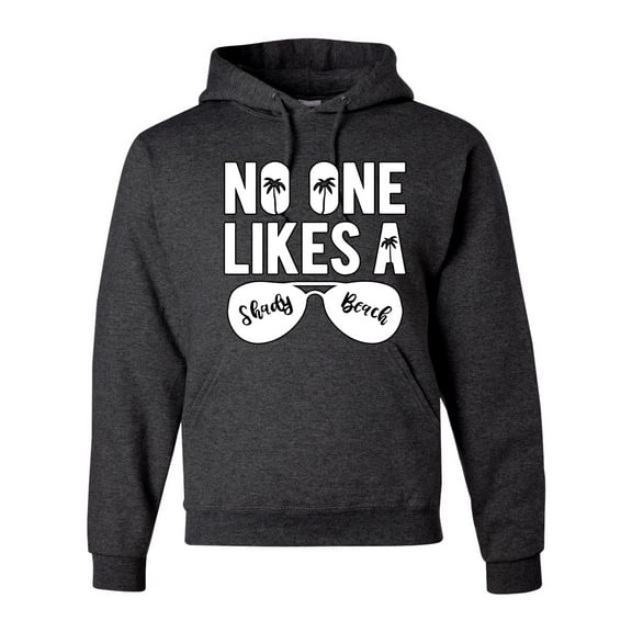 Wild Bobby, No One Likes A Shady Beach, Fashion, Unisex Graphic Hoodie Sweatshirt, Heather Black, X-Large