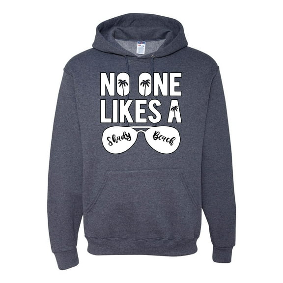 Wild Bobby, No One Likes A Shady Beach, Fashion, Unisex Graphic Hoodie Sweatshirt, Vintage Heather Navy, XX-Large