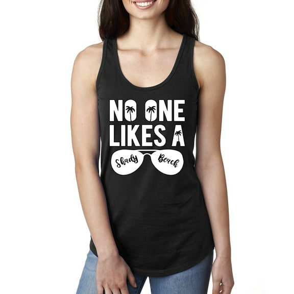 Wild Bobby, No One Likes A Shady Beach, Fashion, Women Racerback Tank Top, Black, Small