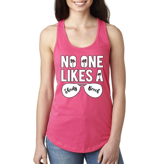 Wild Bobby, No One Likes A Shady Beach, Fashion, Women Racerback Tank Top, Hot Pink, Large