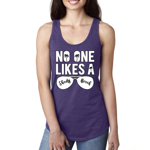 Wild Bobby, No One Likes A Shady Beach, Fashion, Women Racerback Tank Top, Purple Rush, Small