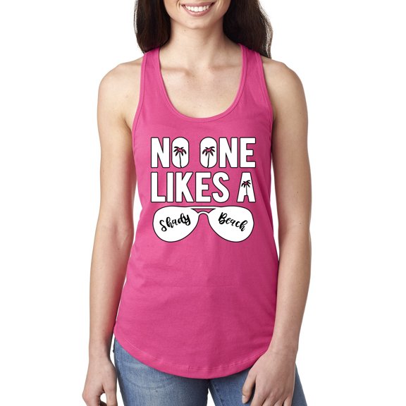 Wild Bobby, No One Likes A Shady Beach, Fashion, Women Racerback Tank Top, Raspberry, Large