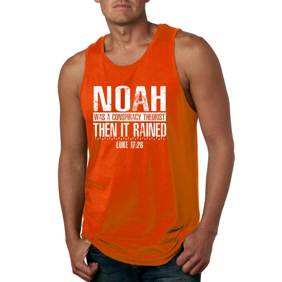Wild Bobby Noah Was A Conspiracy Theorist Inspirational/Christian Men Graphic Tank Top, Orange, XX-Large