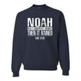 thumbnail image 1 of Wild Bobby Noah Was A Conspiracy Theorist Inspirational/Christian Unisex Crewneck Graphic Sweatshirt, Navy, XX-Large, 1 of 5