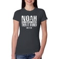 thumbnail image 1 of Wild Bobby Noah Was A Conspiracy Theorist Inspirational/Christian Women Slim Fit Junior Tee, Dark Grey, Small, 1 of 5