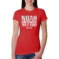 thumbnail image 1 of Wild Bobby Noah Was A Conspiracy Theorist Inspirational/Christian Women Slim Fit Junior Tee, Red, Large, 1 of 5