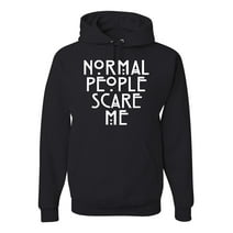 Wild Bobby, Normal People Scare Me, Graphic Hoodie Sweatshirt, Black, Small