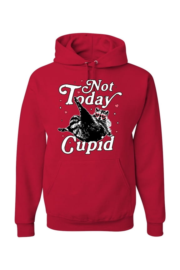 Not Today Cupid Cute Funny Trash Panda Meme Valentine's Day Unisex Hoodie Sweatshirt