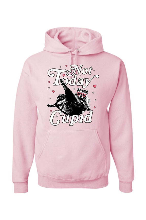 Not Today Cupid Cute Funny Trash Panda Meme Valentine's Day Unisex Hoodie Sweatshirt