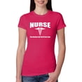 thumbnail image 1 of Wild Bobby, Nurse the Hardest Job You'll Ever Love | Womens Pop Culture Slim Fit Junior Tee, Raspberry, Large, 1 of 3