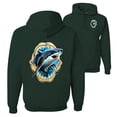 thumbnail image 1 of Ocean Shark Big Mouth Fishing Front and Back Unisex Graphic Hoodie Sweatshirt, Forest Green, X-Large, 1 of 2