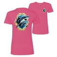 thumbnail image 1 of Wild Bobby,Ocean Shark Big Mouth Fishing Front and Back Womens Premium Graphic T-Shirt, Hot Pink, X-Large, 1 of 2