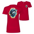 thumbnail image 1 of Wild Bobby,Ocean Shark Big Mouth Fishing Front and Back Womens Premium Graphic T-Shirt, Red, 2XL, 1 of 2