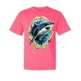 thumbnail image 1 of Wild Bobby, Ocean Shark Big Mouth, Fishing, Garment-Dyed Washed Look Short Sleeve Tees, Neon Pink, X-Large, 1 of 3