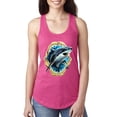thumbnail image 1 of Ocean Shark Big Mouth Ladies Racerback Tank Top, Raspberry, Small, 1 of 3