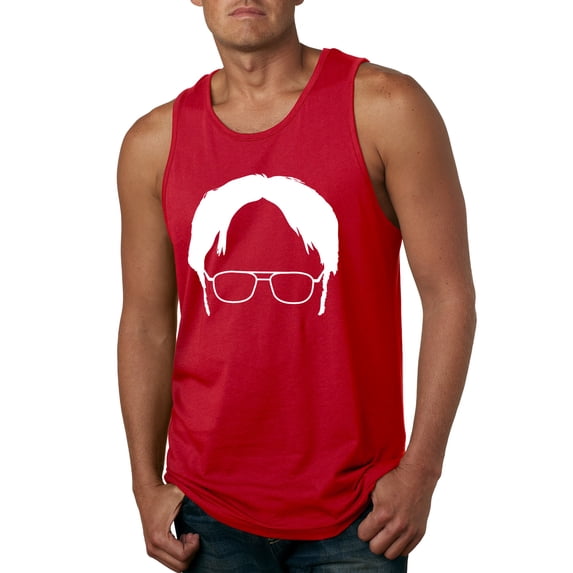 Wild Bobby, Office Dwight Glasses Face Silhouette Funny Schrute, Pop Culture, Men Graphic Tank Top, Red, X-Large