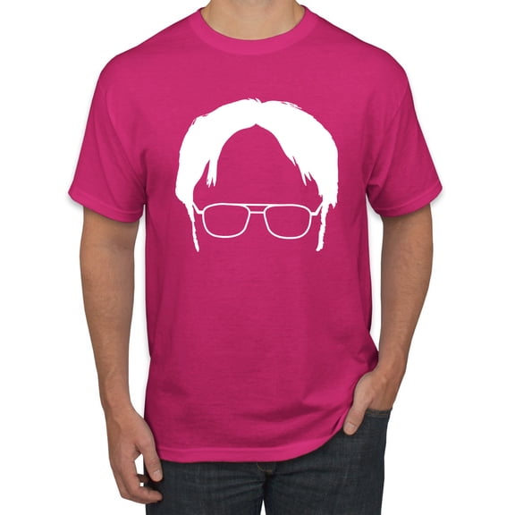 Wild Bobby, Office Dwight Glasses Face Silhouette Funny Schrute, Pop Culture, Men Graphic Tee, Fuschia, Large