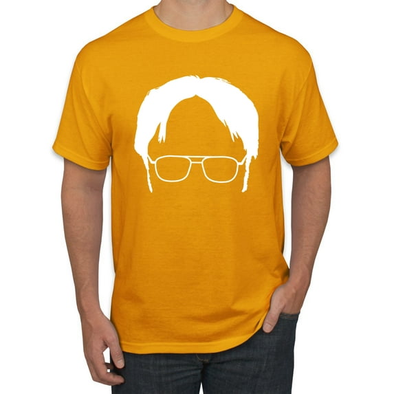 Wild Bobby, Office Dwight Glasses Face Silhouette Funny Schrute, Pop Culture, Men Graphic Tee, Gold, 5X-Large