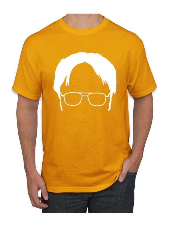, Office Dwight Glasses Face Silhouette Funny Schrute, Pop Culture, Men Graphic Tee, Gold, Medium