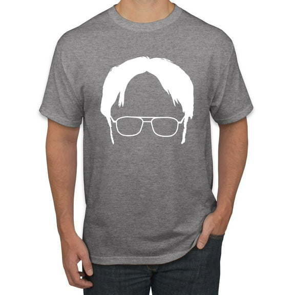 Wild Bobby, Office Dwight Glasses Face Silhouette Funny Schrute, Pop Culture, Men Graphic Tee, Heather Grey, Large