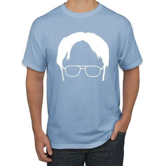 Wild Bobby, Office Dwight Glasses Face Silhouette Funny Schrute, Pop Culture, Men Graphic Tee, Light Blue, Large