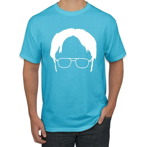 Wild Bobby, Office Dwight Glasses Face Silhouette Funny Schrute, Pop Culture, Men Graphic Tee, Light Turquoise, 3X-Large