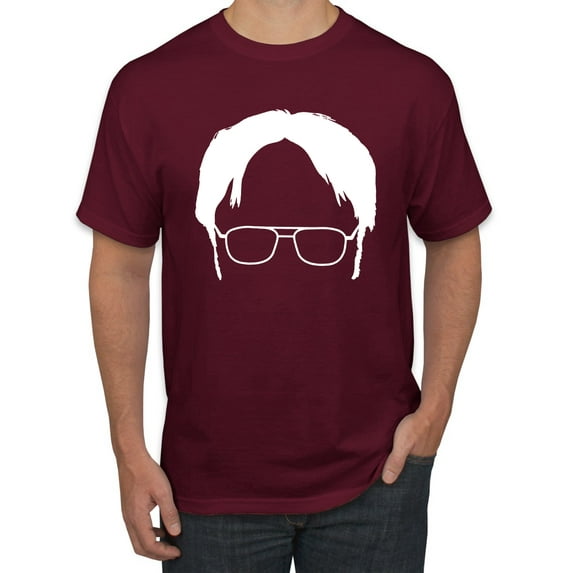 Wild Bobby, Office Dwight Glasses Face Silhouette Funny Schrute, Pop Culture, Men Graphic Tee, Maroon, 4X-Large
