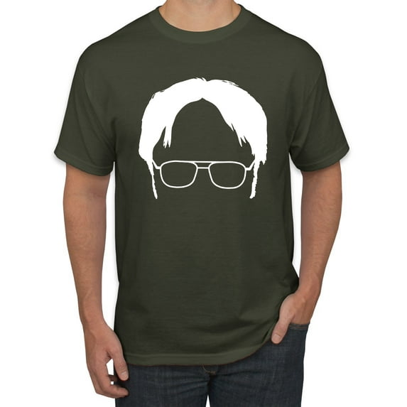Wild Bobby, Office Dwight Glasses Face Silhouette Funny Schrute, Pop Culture, Men Graphic Tee, Military Green, 4X-Large