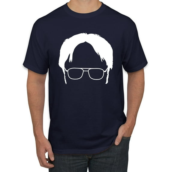 Wild Bobby, Office Dwight Glasses Face Silhouette Funny Schrute, Pop Culture, Men Graphic Tee, Navy, 5X-Large