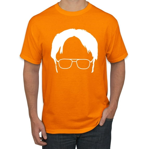 Wild Bobby, Office Dwight Glasses Face Silhouette Funny Schrute, Pop Culture, Men Graphic Tee, Orange, 4X-Large