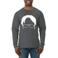 thumbnail image 1 of Wild Bobby, Office Dwight Glasses Face Silhouette Funny Schrute, Pop Culture, Men Long Sleeve Shirt, Charcoal, Large, 1 of 4
