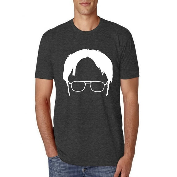Wild Bobby, Office Dwight Glasses Face Silhouette Funny Schrute, Pop Culture, Men Premium Tri Blend Tee, Vintage Black, Medium