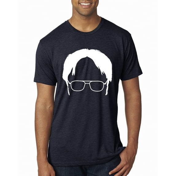 Wild Bobby, Office Dwight Glasses Face Silhouette Funny Schrute, Pop Culture, Men Premium Tri Blend Tee, Vintage Navy, Small