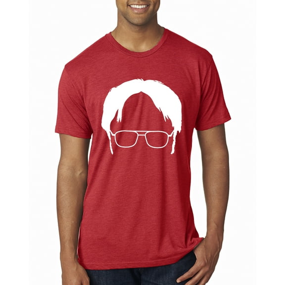 Wild Bobby, Office Dwight Glasses Face Silhouette Funny Schrute, Pop Culture, Men Premium Tri Blend Tee, Vintage Red, Small