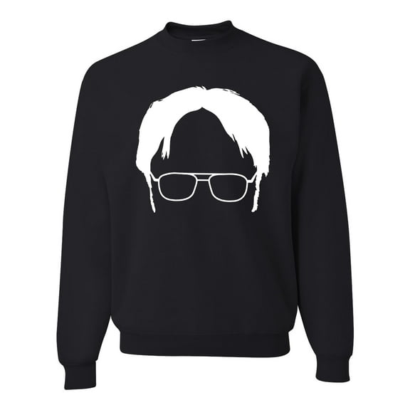 Wild Bobby, Office Dwight Glasses Face Silhouette Funny Schrute, Pop Culture, Unisex Crewneck Graphic Sweatshirt, Black, Small