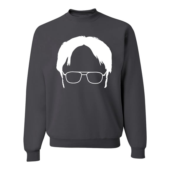 Wild Bobby, Office Dwight Glasses Face Silhouette Funny Schrute, Pop Culture, Unisex Crewneck Graphic Sweatshirt, Charcoal, Medium