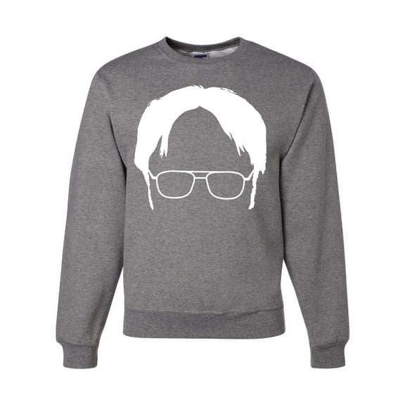 Wild Bobby, Office Dwight Glasses Face Silhouette Funny Schrute, Pop Culture, Unisex Crewneck Graphic Sweatshirt, Heather Grey, X-Large