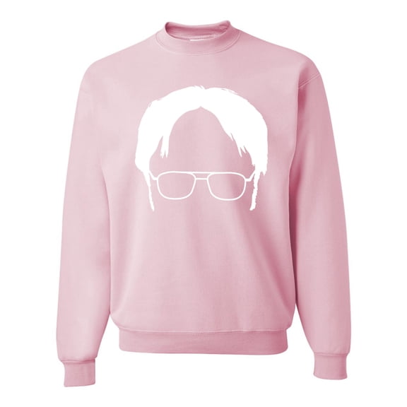 Wild Bobby, Office Dwight Glasses Face Silhouette Funny Schrute, Pop Culture, Unisex Crewneck Graphic Sweatshirt, Light Pink, X-Large